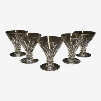 5 old cut glass Port glasses