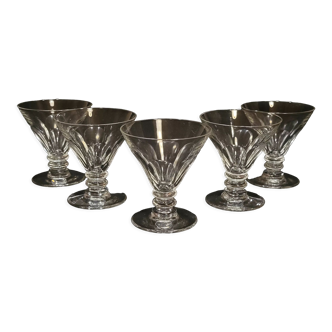 5 old cut glass Port glasses