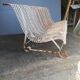Old metal bench perforated vintage period 1950/60