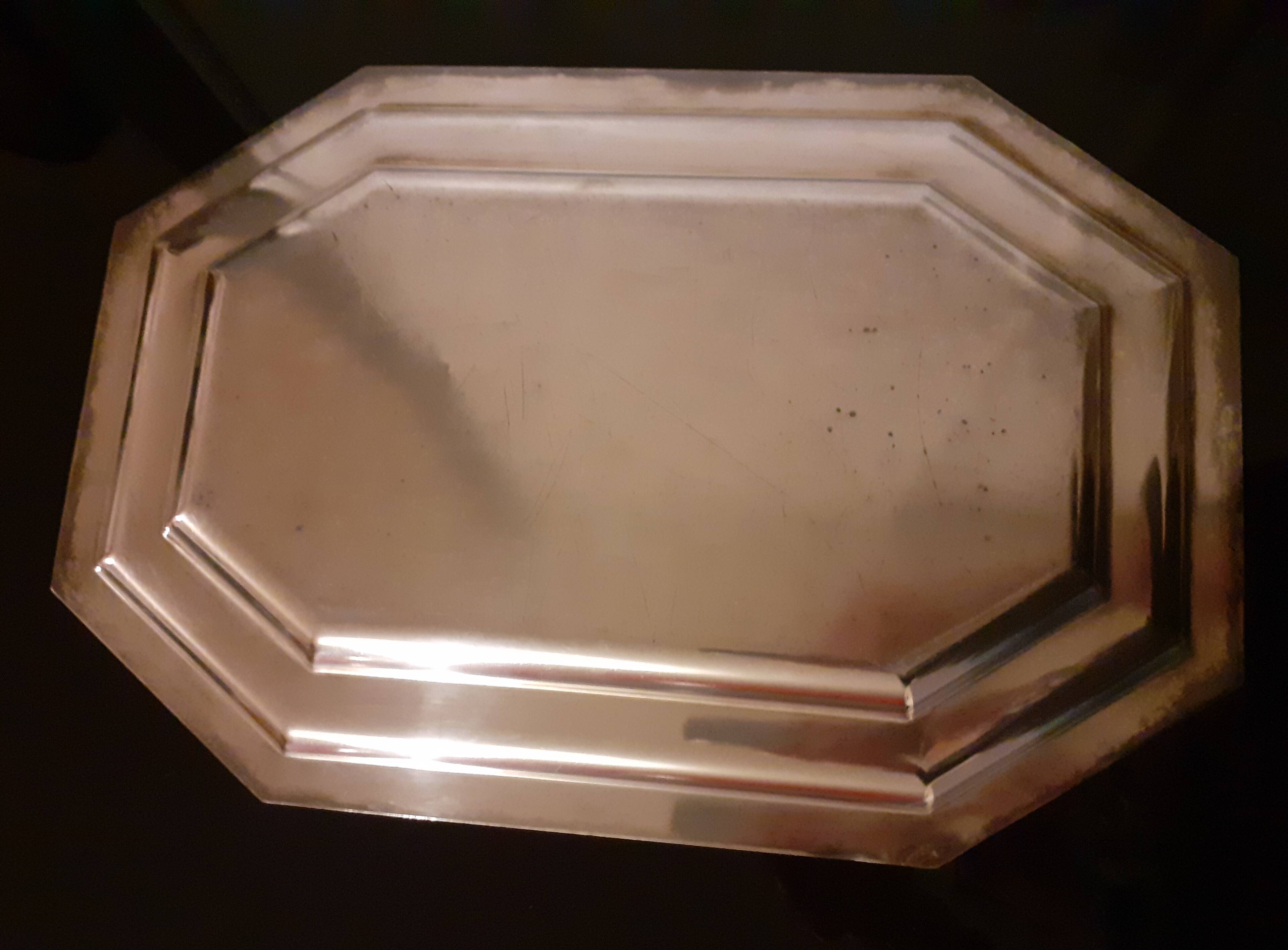 Silver metal tray 41 cm x 28 cm