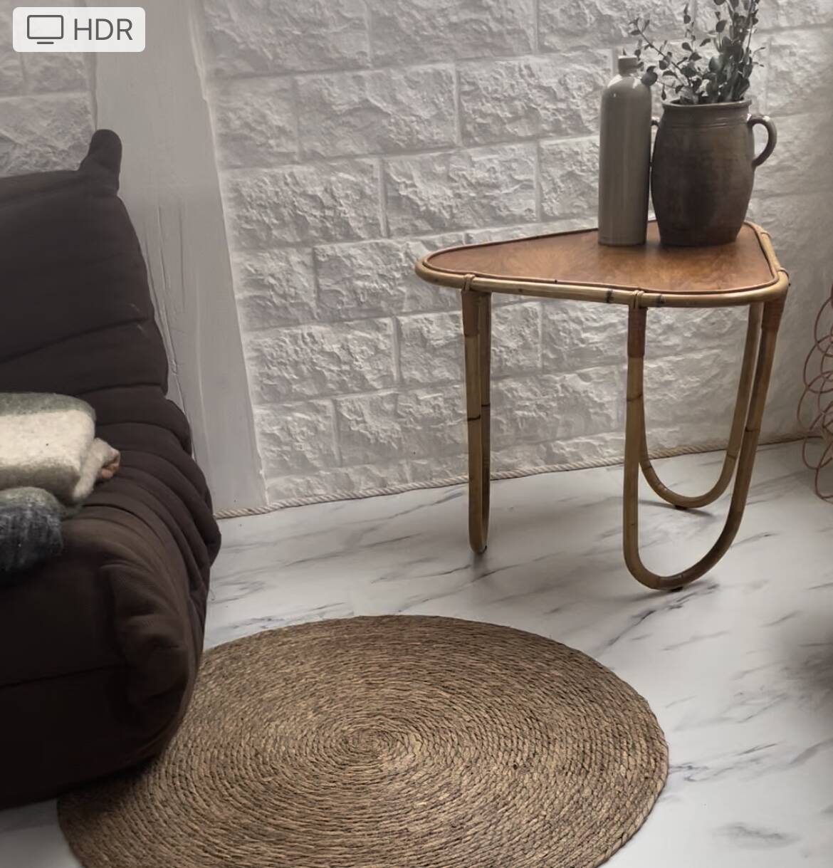 Small banbou tripod table from the 70s