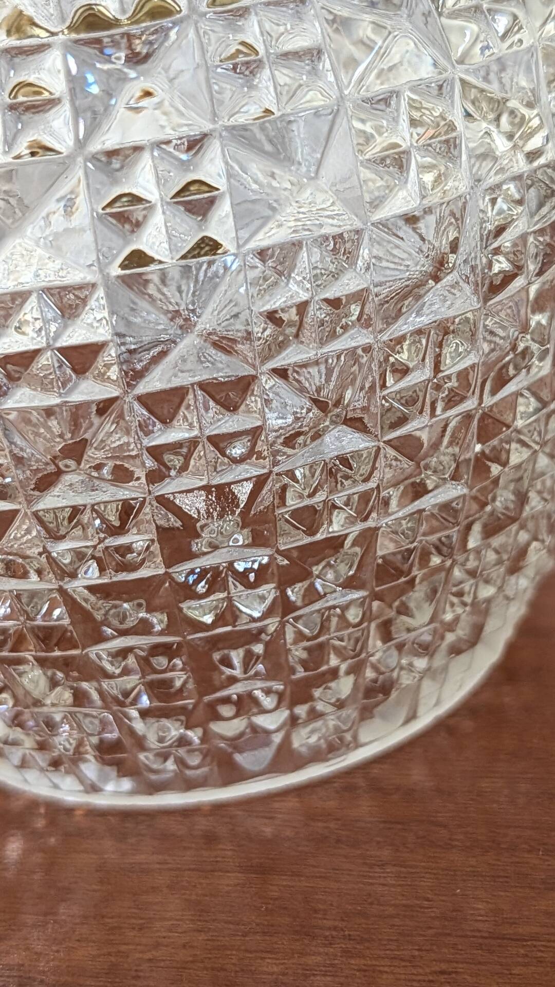 Facet-cut pressed glass pendant
