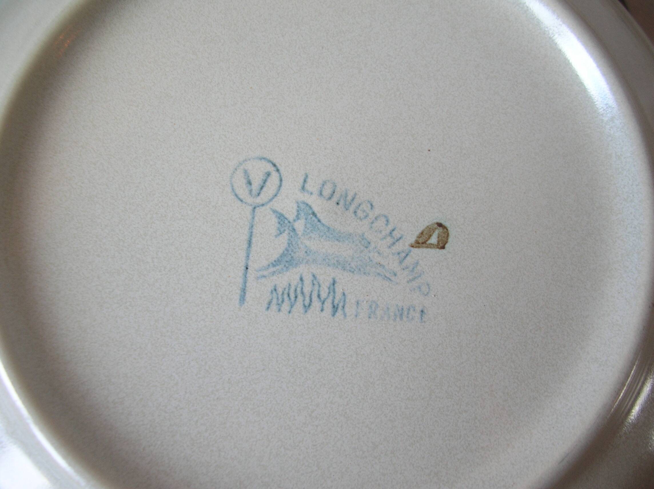 Set of 6 old Longchamp soup plates in ceramic/stoneware with floral decoration