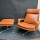 Lounge chair and ottoman leather cognac