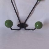 Vintage metal and wooden ball coat rack