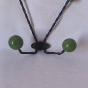 Vintage metal and wooden ball coat rack