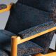 Armchair in teak with blue pattern cushion, Denmark, 1970s, set of 2