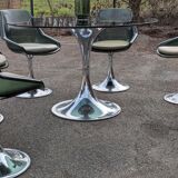 Oval dining table & 6 Gastone Rinaldi vintage chairs Roche Bobois