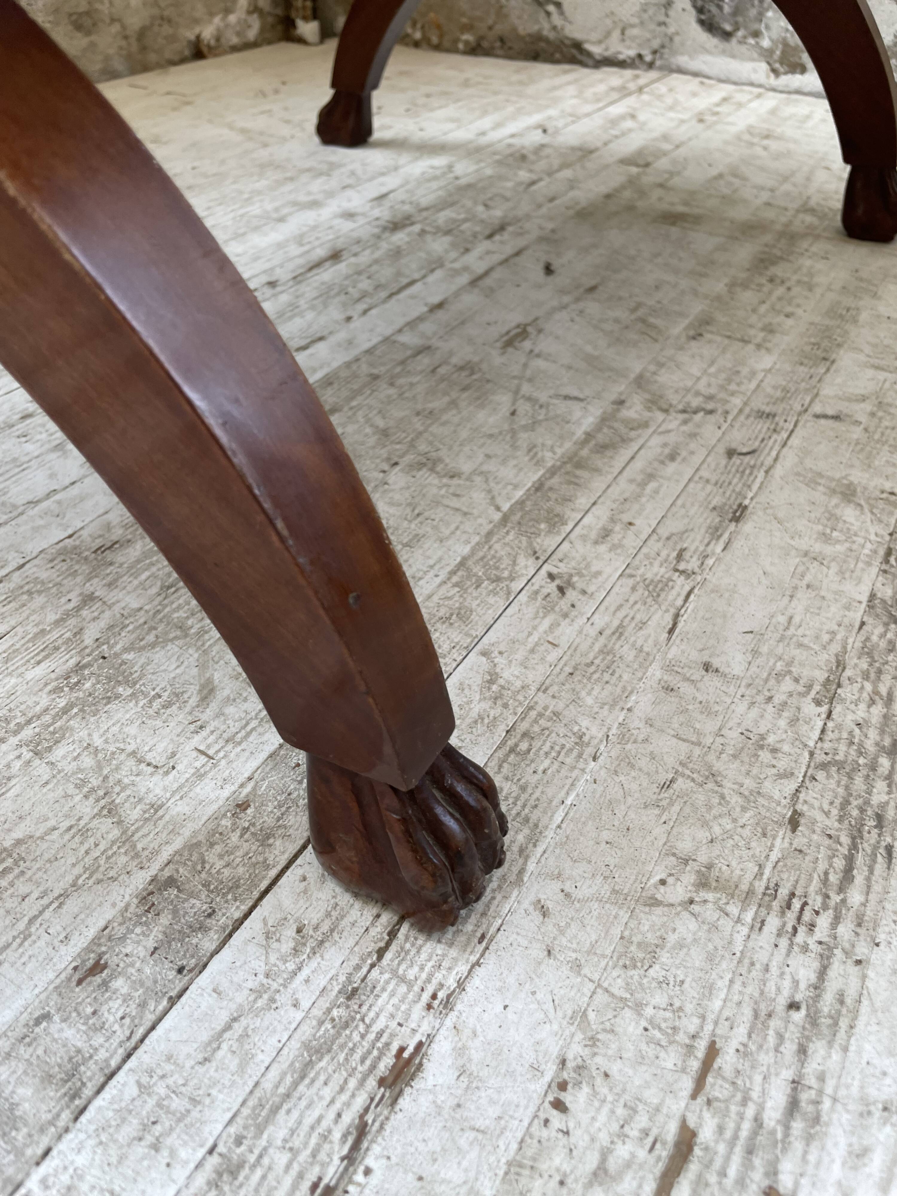 Empire style marble and mahogany coffee table