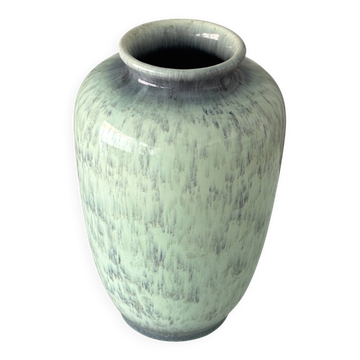 Vintage Studio Pottery Vase with Mottled Celadon Green Glaze