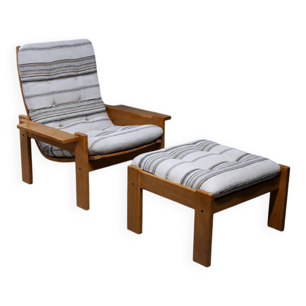 Charmant Fauteuil scandinave bois massif, par Y. Ekstrom - Vintage 1970