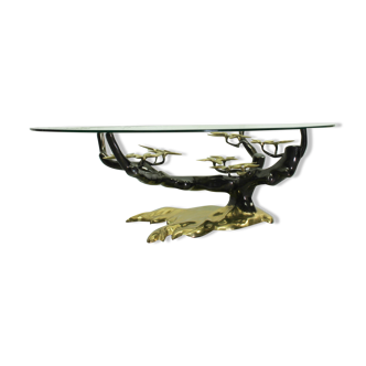 Bonsaï Brass &Glass Table Basse par Willy Daro, années 1970