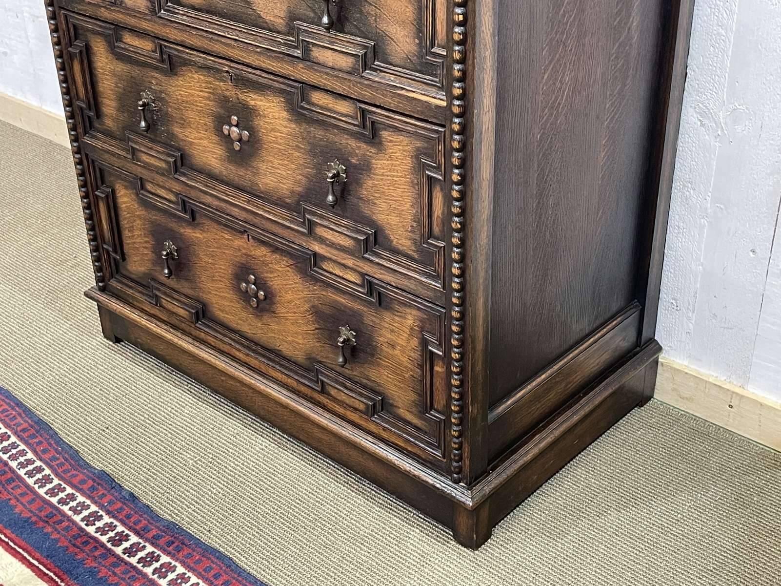 1950s English oak chest of drawers