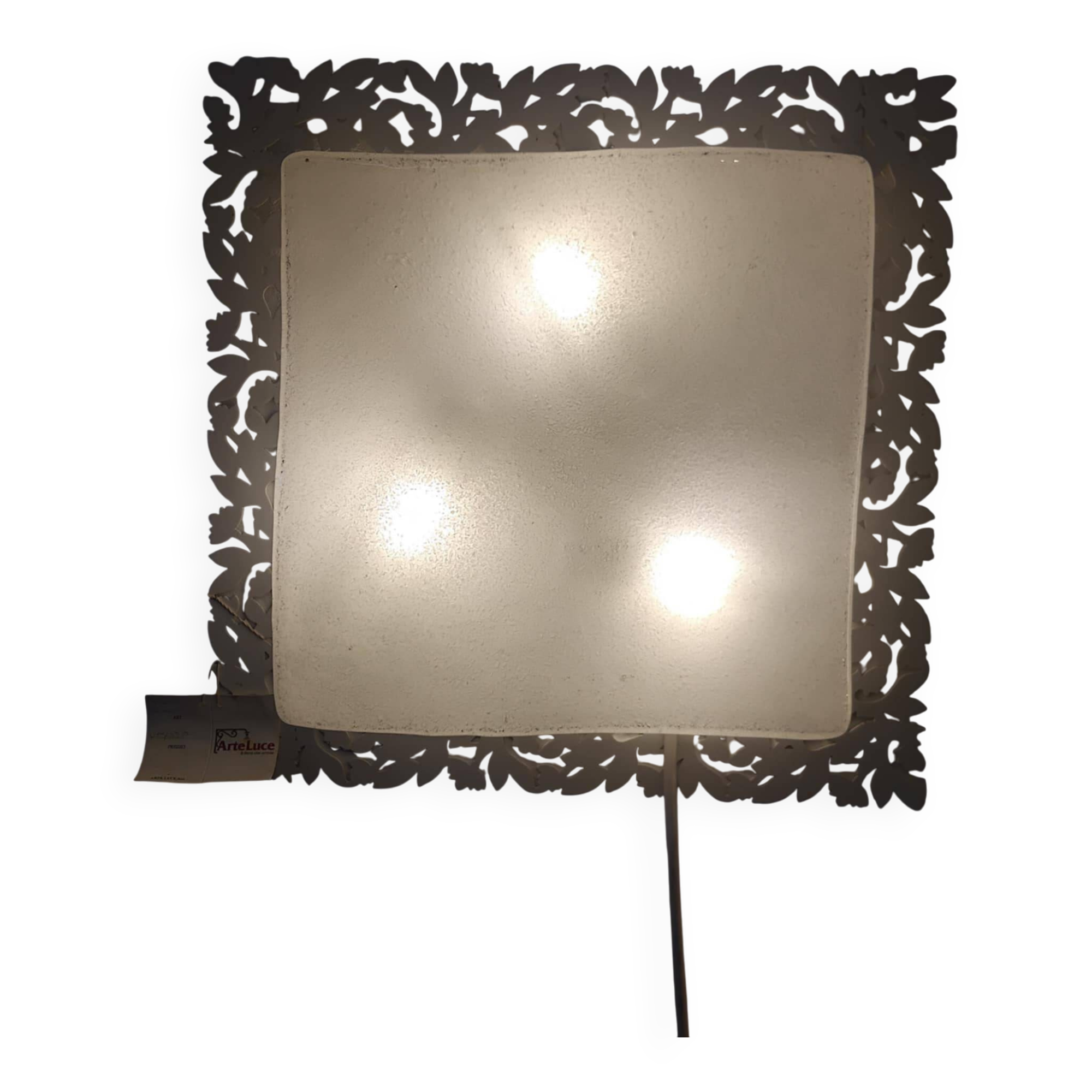 ARTELUCE applique murale carrée en verre de Murano et métal années 70/80