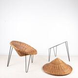 Pair of wicker "basket" armchairs