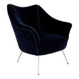 Italian Armchair with Brass Legs reupholstered in Magnificent Velvet