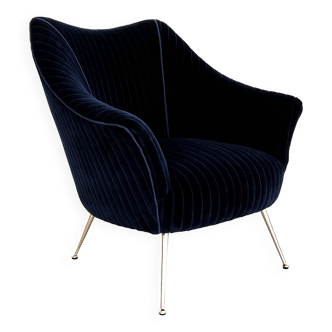 Italian Armchair with Brass Legs reupholstered in Magnificent Velvet