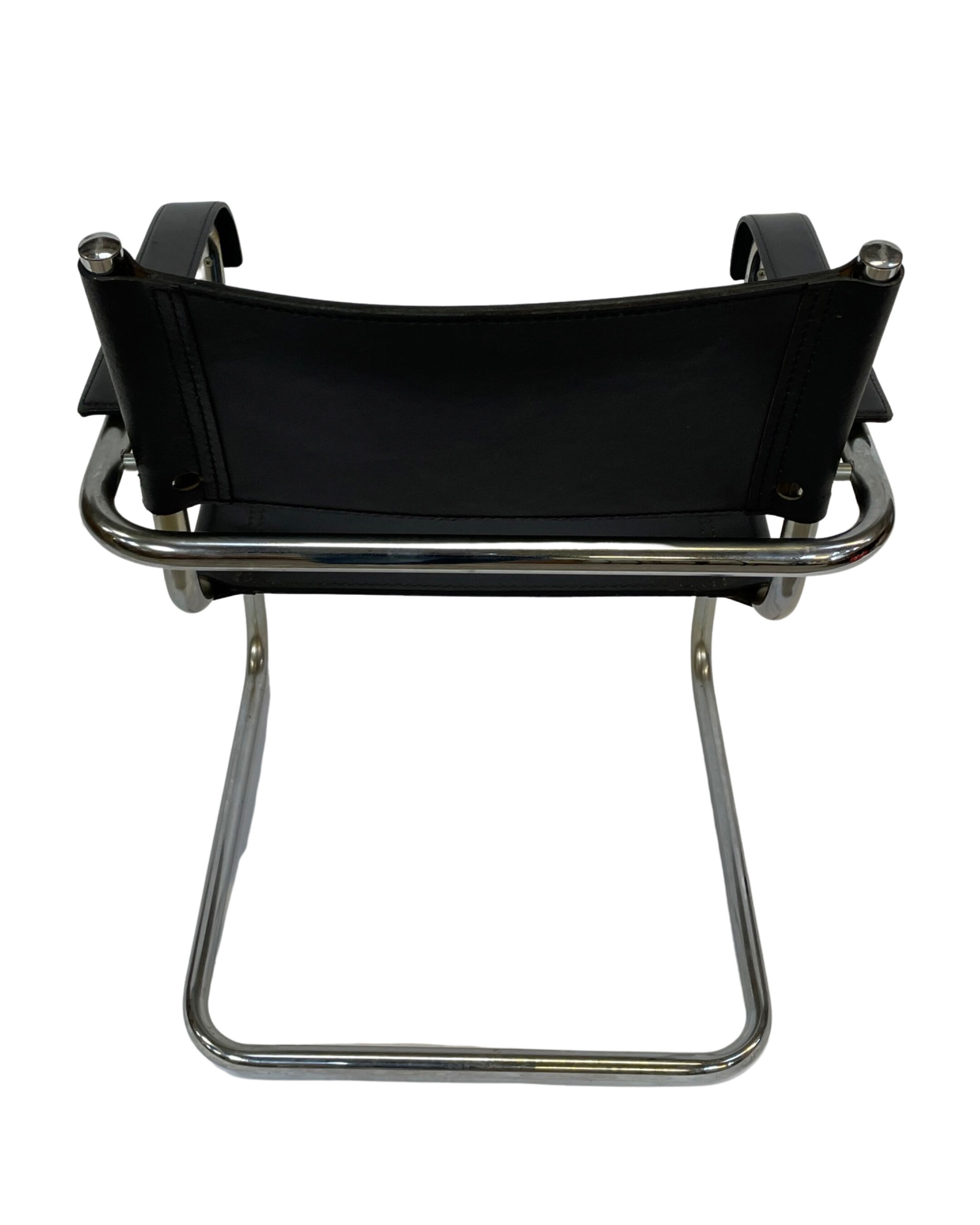 Set of 4 bauhaus cantilever chairs black leather and chrome design