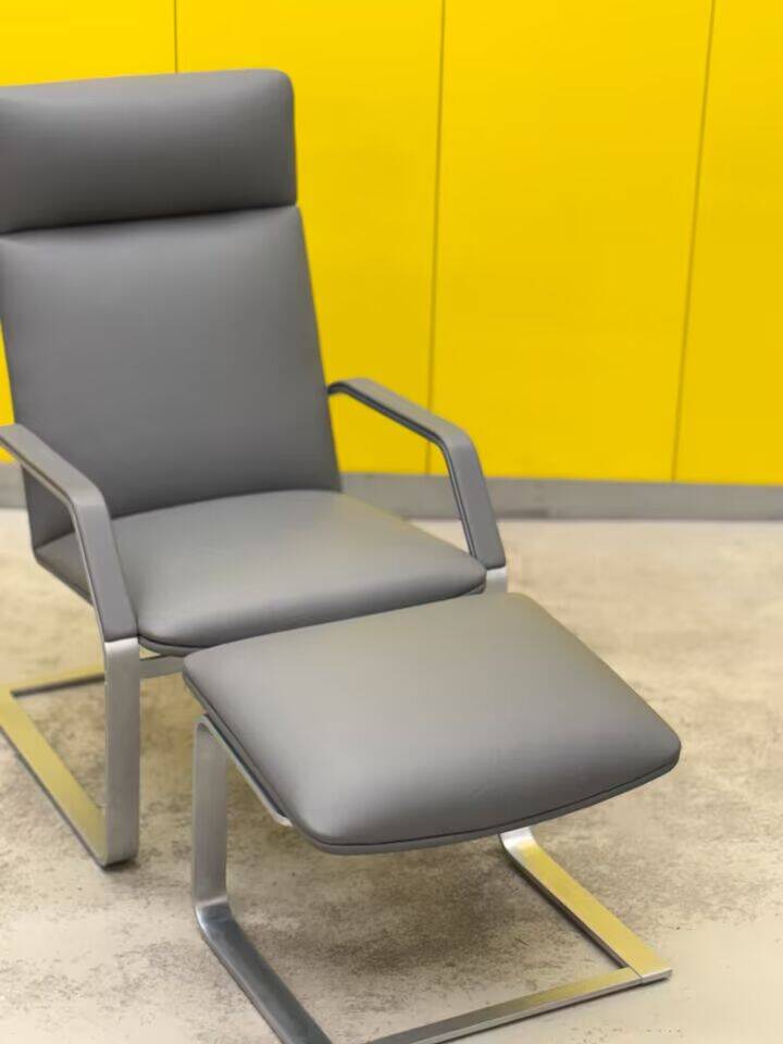 Fauteuil Relax Erpo Classics CL265 et repose-pieds - Cuir gris