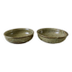 Pair of hollow stoneware plates artisanal pottery 60s-70s