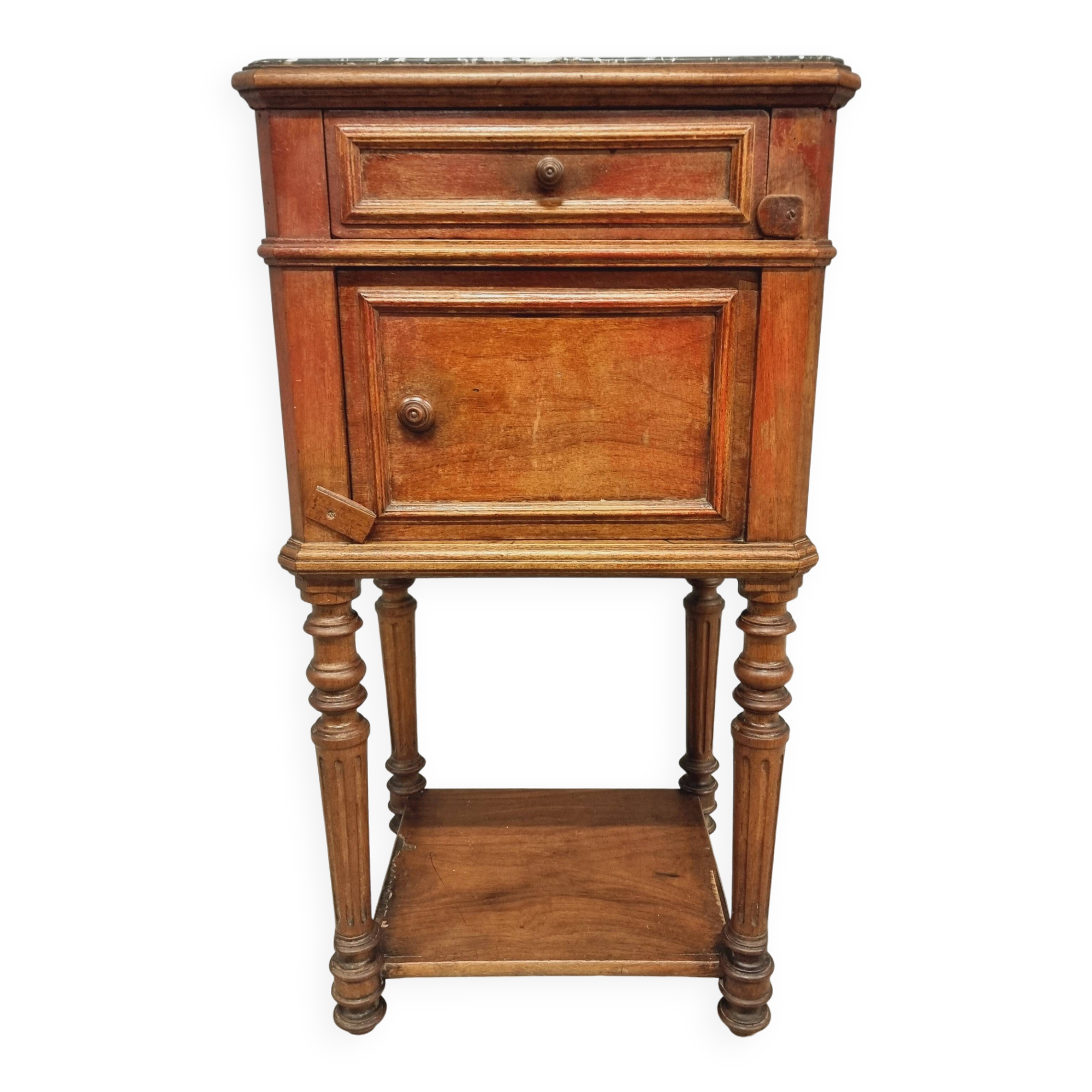 Antique bedside table sideboard with marble 40 x 77 cm