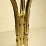 Tripod stand in gold metal and glass
