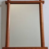 Vintage wall mirror in light pine, “Les Arcs” style, 48 x 68 cm
