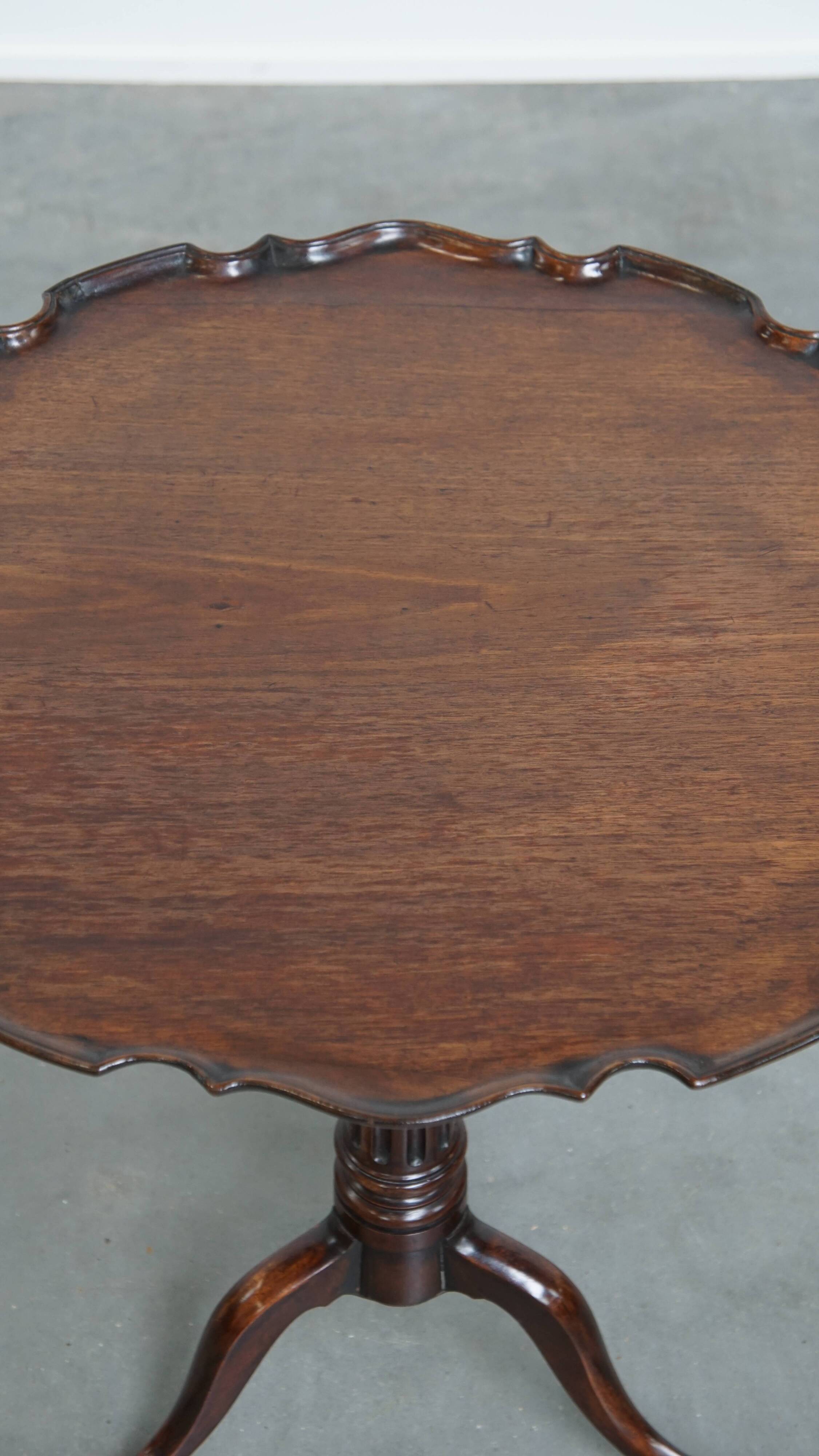 Antique 19th-Century English Wine/Tilt-Top Table with One-Piece Top