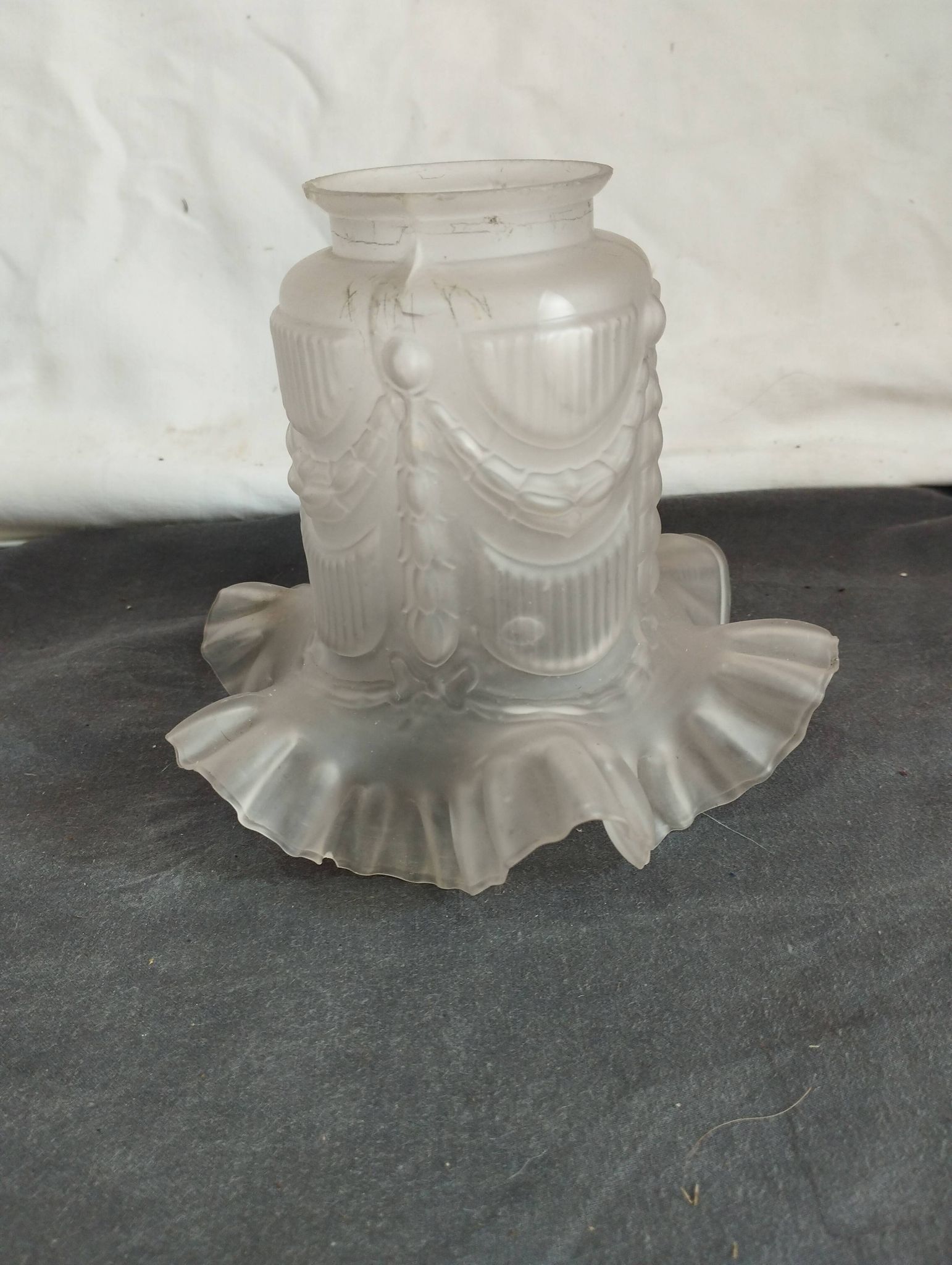 old frosted glass tulip globe