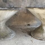Pair of diabolo planters in fiber cement - vintage 1950