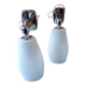 Pair of white opaline chrome wall lights