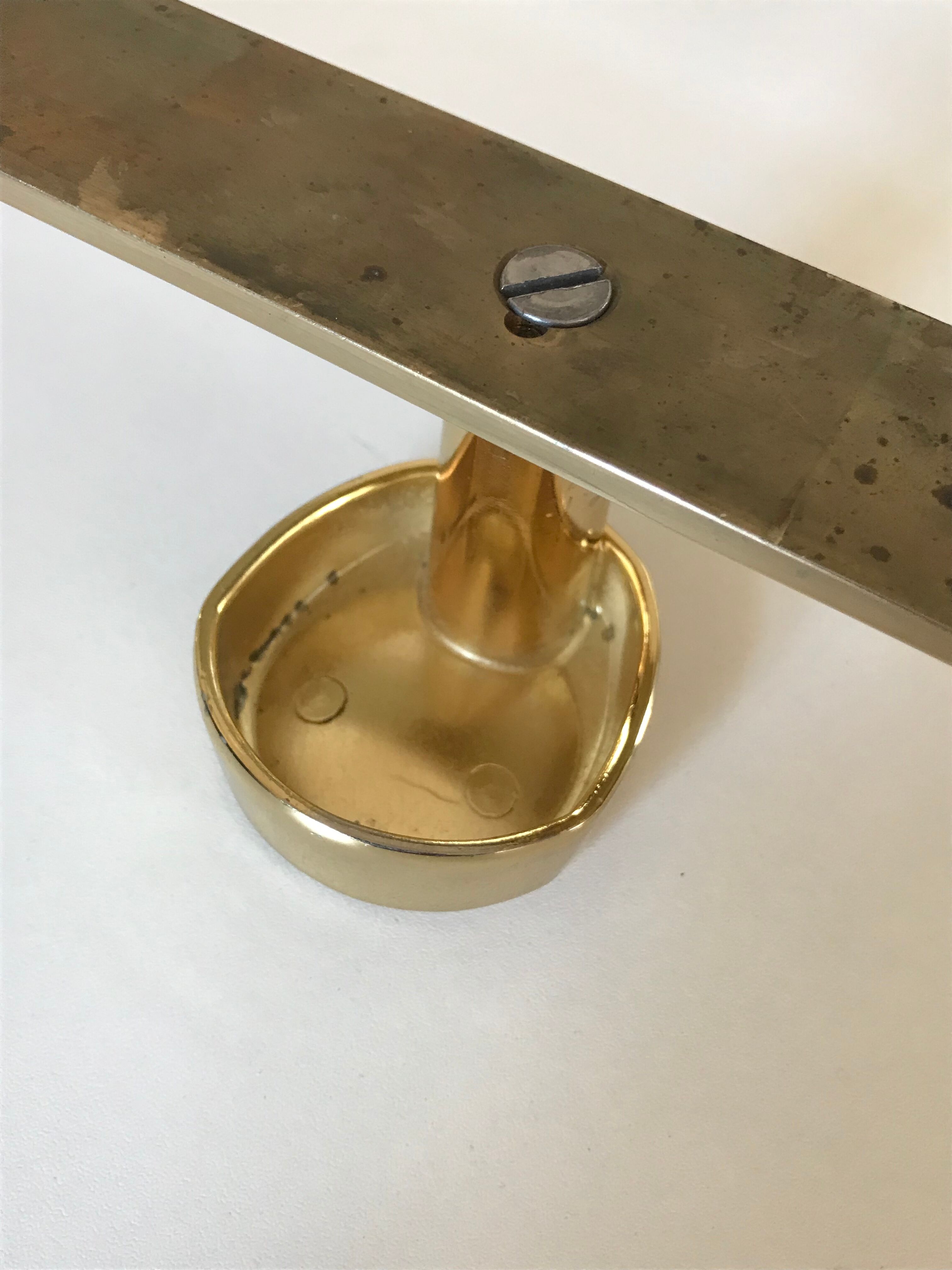 Coat rack 3 hooks vintage brass years 70 s