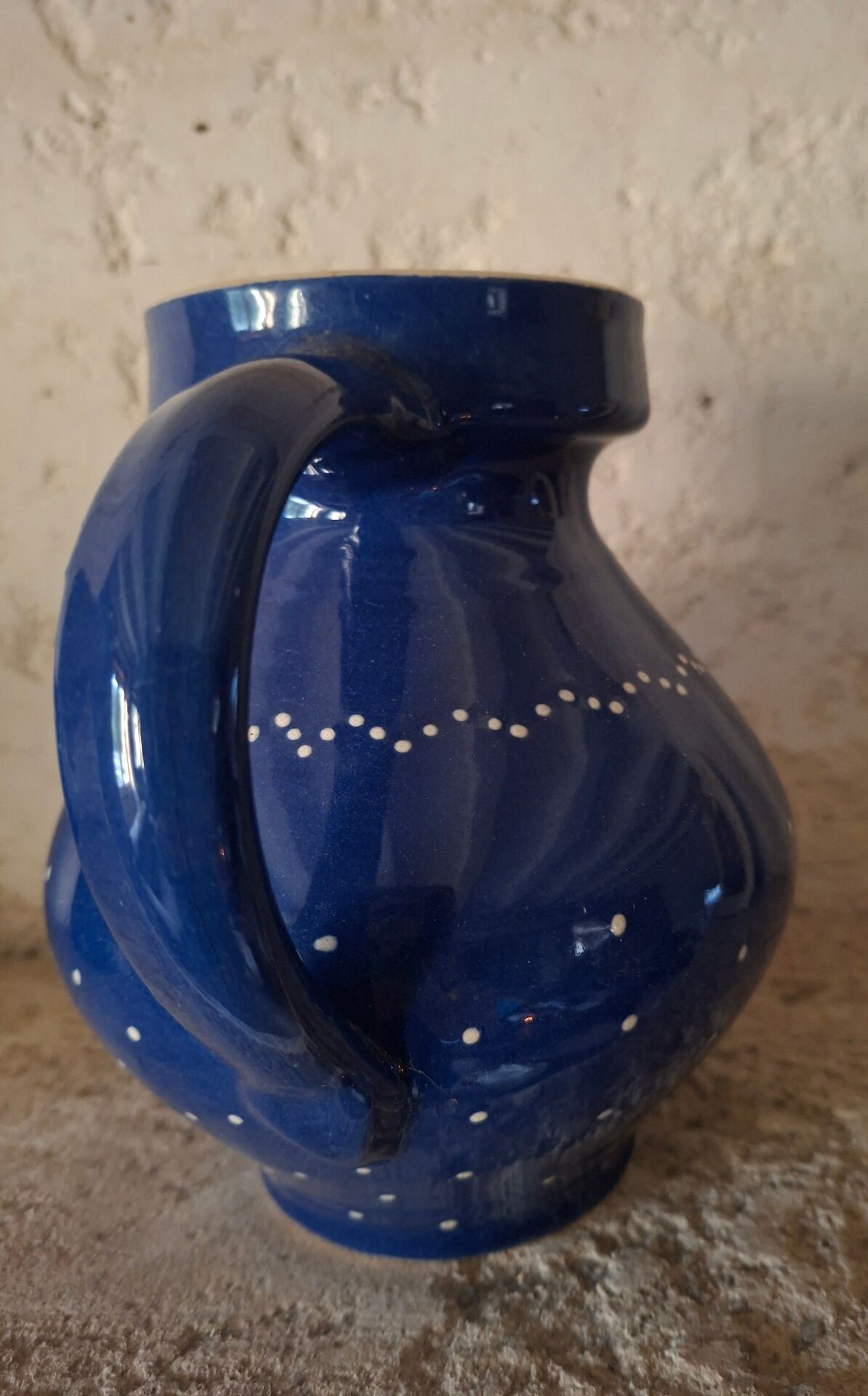 Pichet en ceramique bleue Topferei