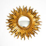 Mid Century Sunburst Kovex wall mirror made of wood and resin - gold plated