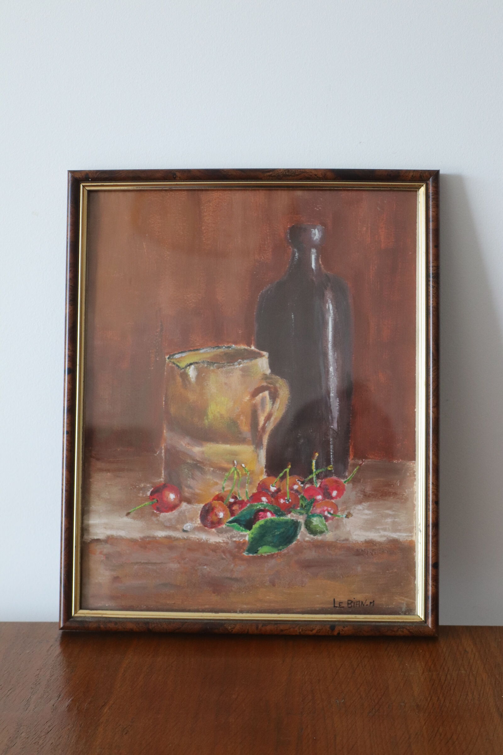 Tableau nature morte aux cerises