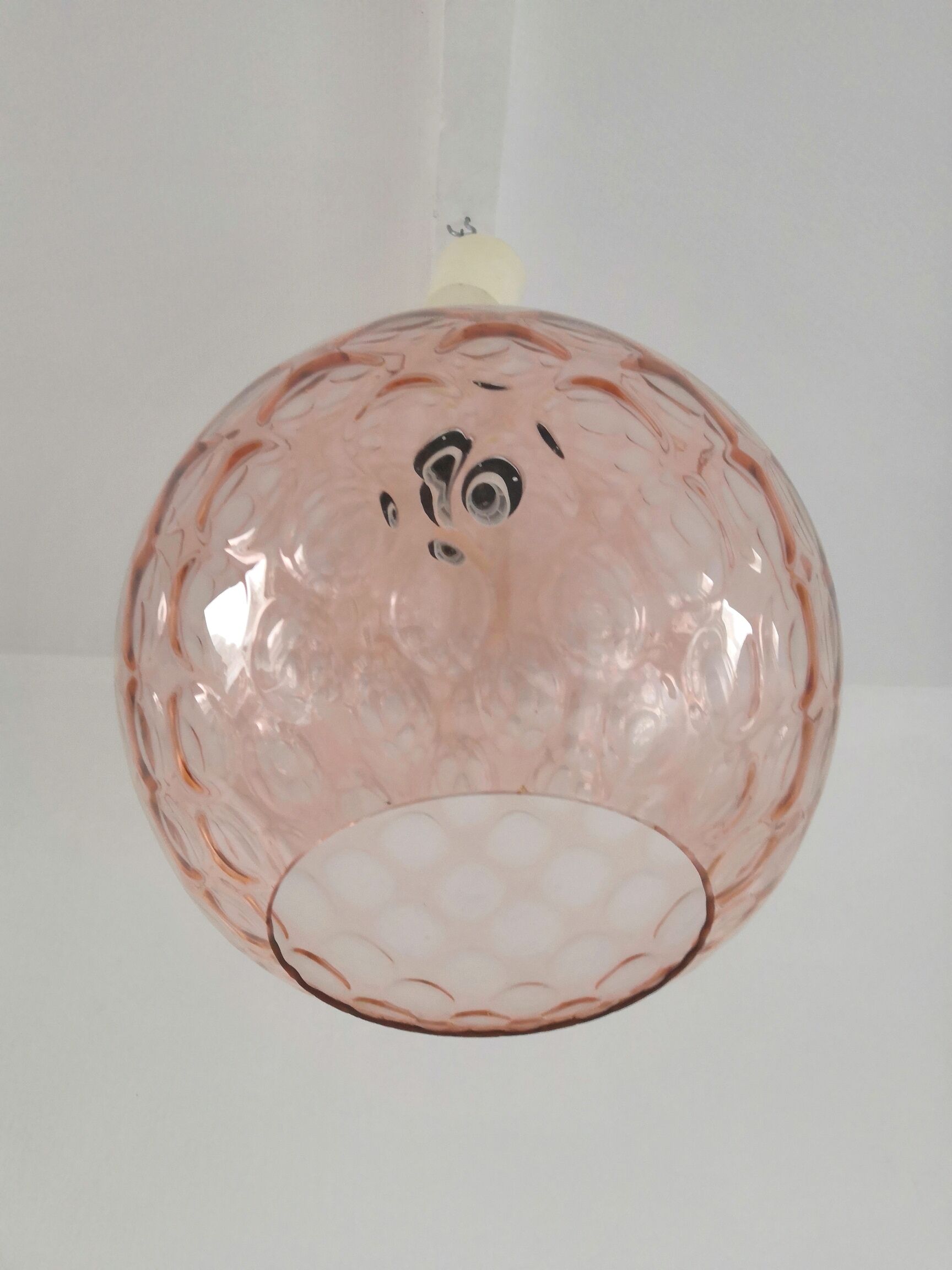 Suspension in bubble glass pink design 70s