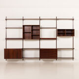 Kai Kristiansen rosewood wall unit with 2 lamps for FM Mobler, Denmark 1960s