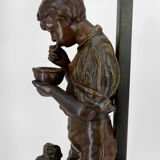 Lamp "La Bonne Soupe" by Victor Rousseau, Art Nouveau, circa 1900