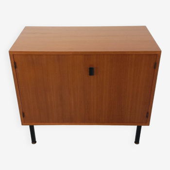 Small vintage storage unit in modernist Scandinavian style in teak from the 60s