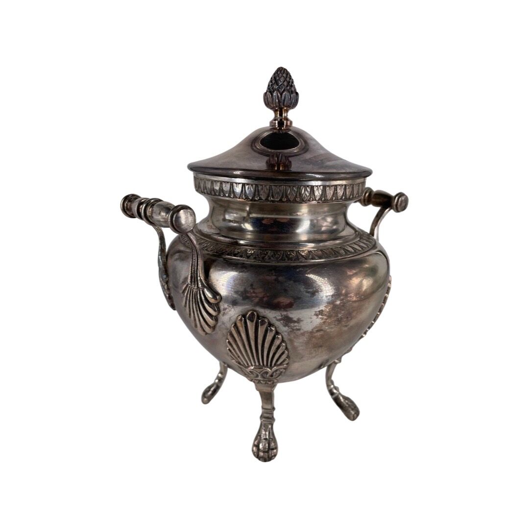 Empire style coffee and tea service in silver metal. Marked RM for Roux-Marquiand 20th century