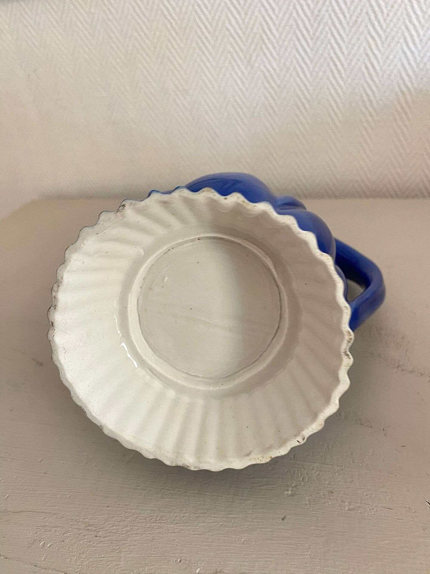 Ancienne verseuse coq bleu cobalt