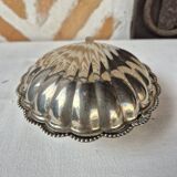 Silver-plated shell butter dish