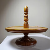 Large wooden pine cheese display stand, handcrafted, vintage 70s-80s.