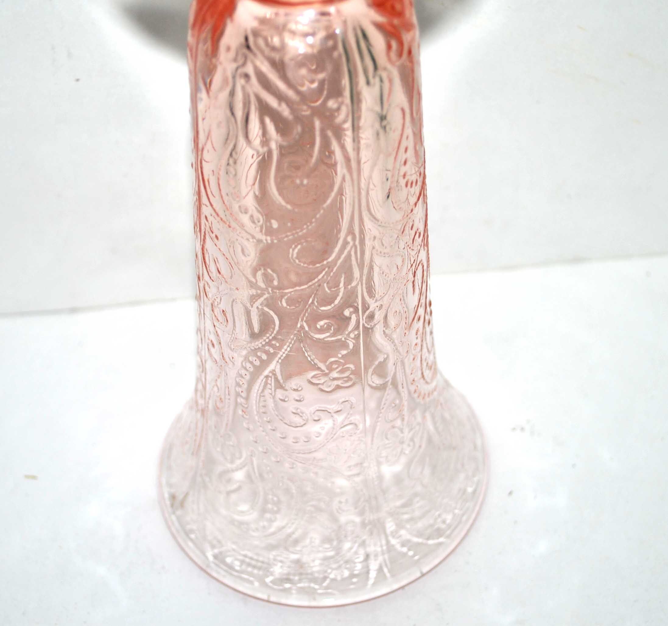 Vintage cornet vase in pink molded glass