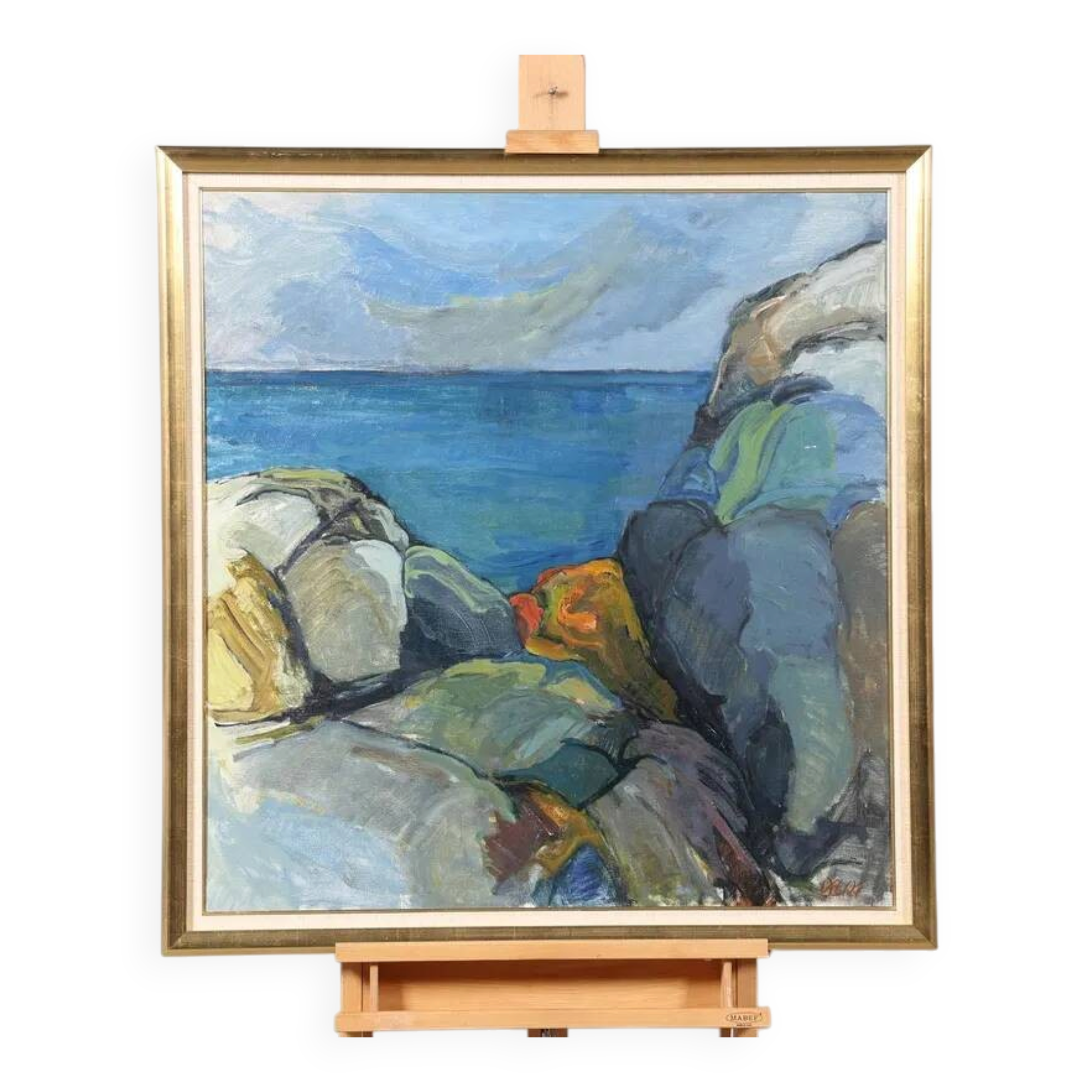 Large Original Swedish Oil on Canvas – “Storm Clouds Bohuslän” by Stig Delang – Signed – Vintage & Framed