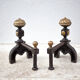 Vintage fireplace pegs, empire style cast iron and brass pegs, fireplace accessories