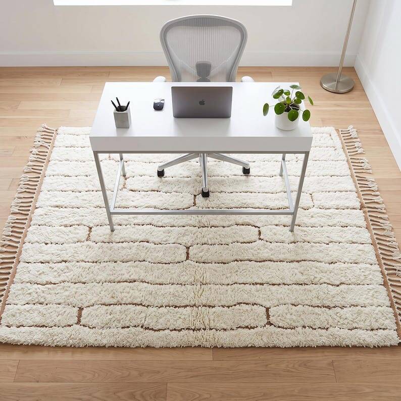 Handmade pure wool rug, custom size 2/3 m.