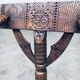 Brutalist Carved Oak Tripod Monk Chair, Sweden, 1930s