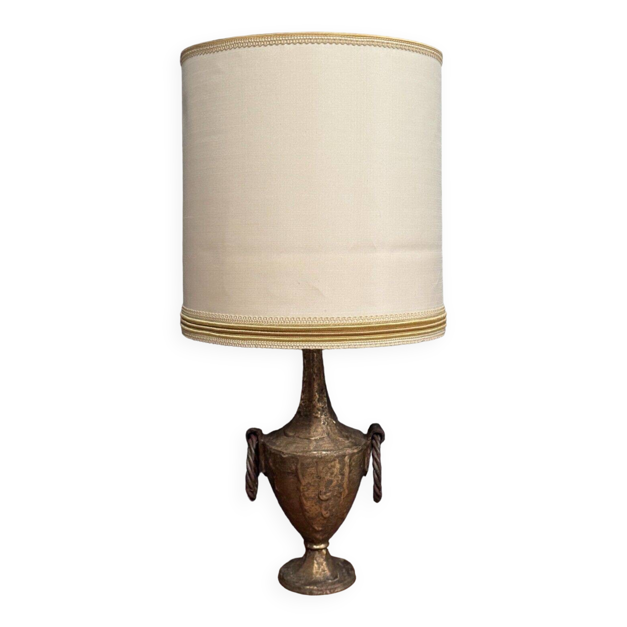 Brutalist lamp 1970 in gilded metal with rings