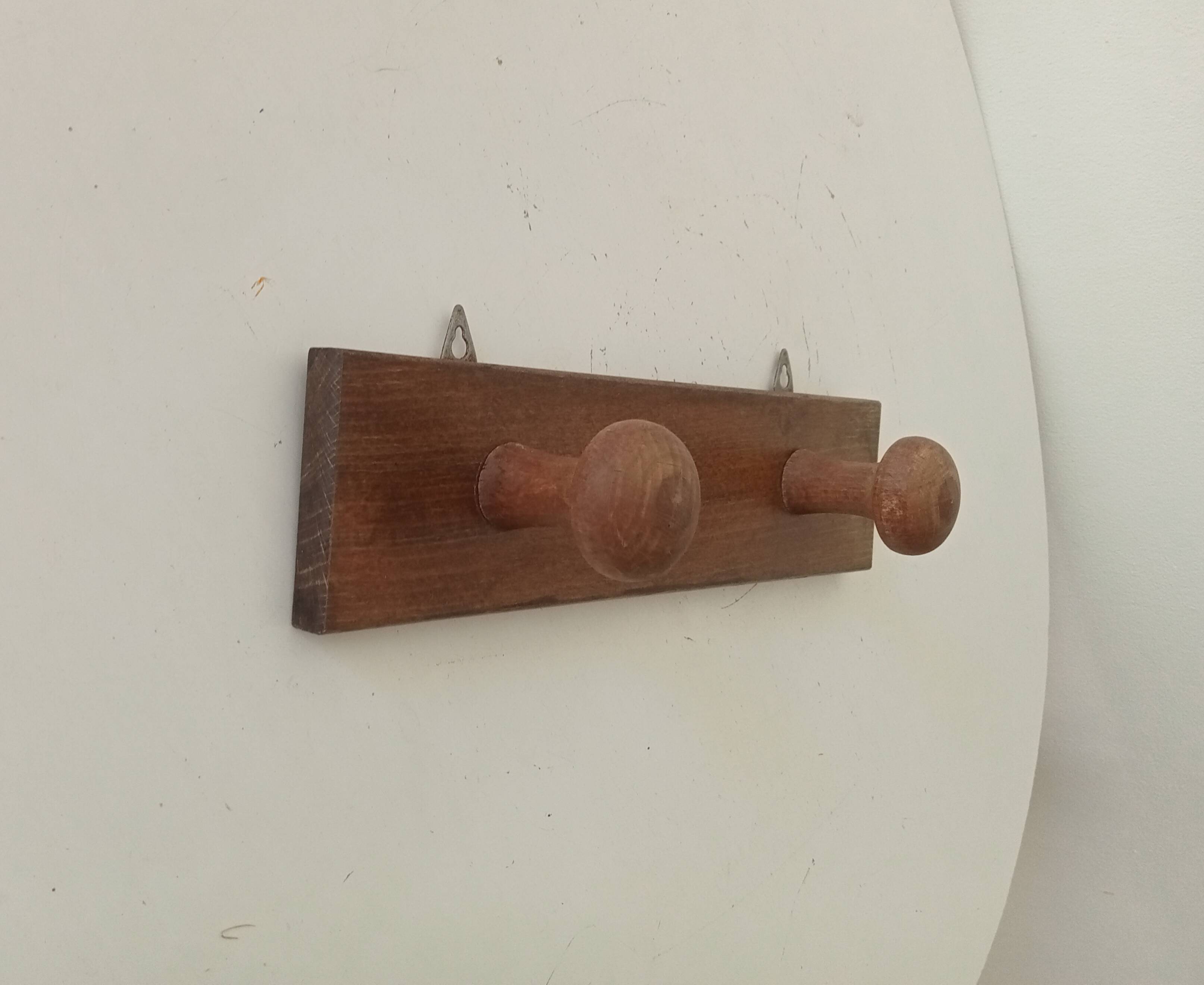 Vintage wooden wall coat rack